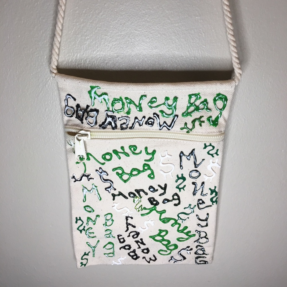 Canvas crossbody money bag.